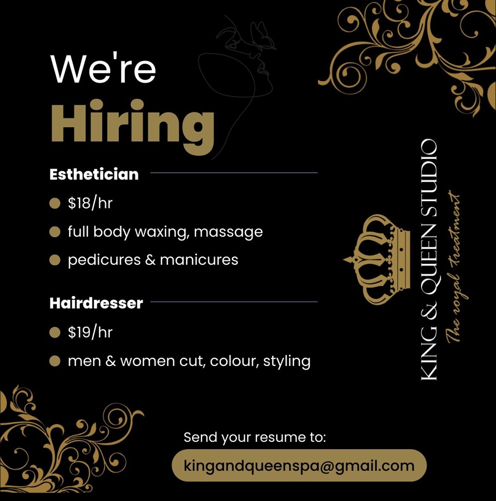 Busy spa hiring aesthetician and hair stylist Job คนไทยในแคนาดา